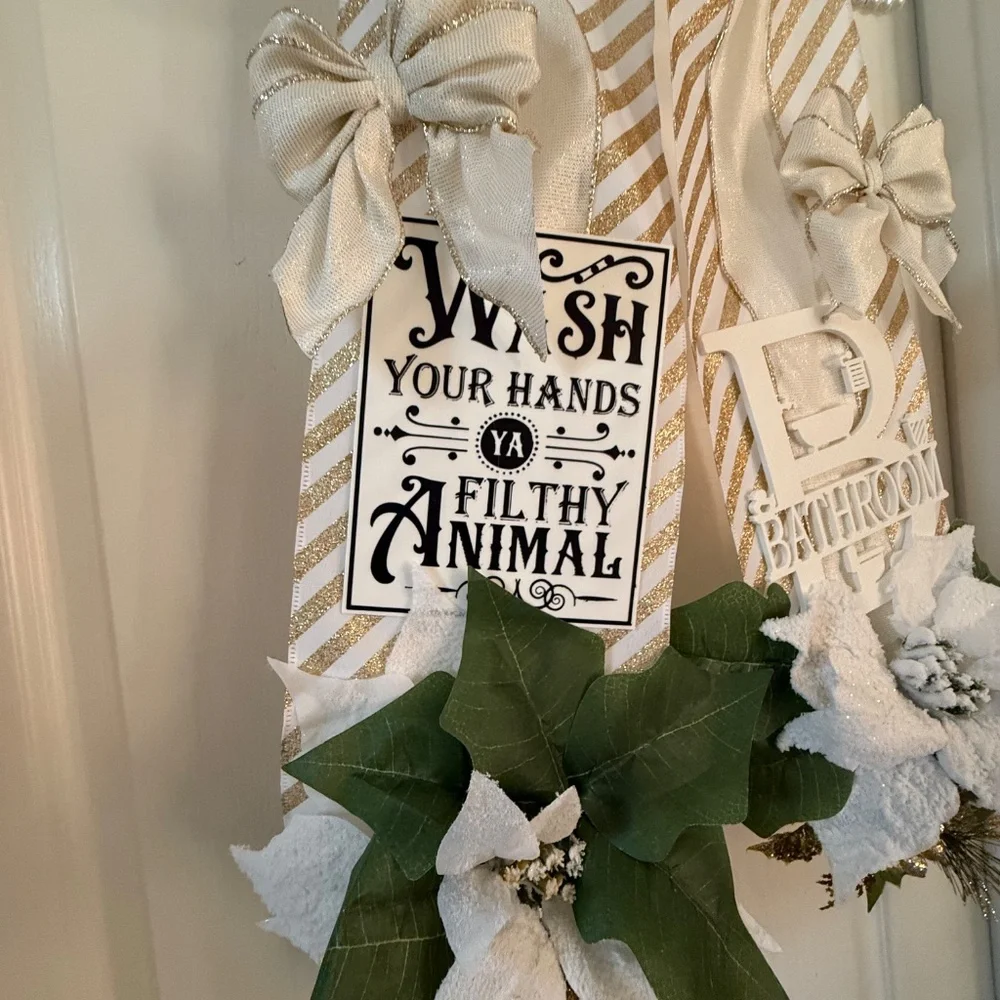 Im Featured! Holiday Bathroom Over The Door Double Christmas Swag wreath
